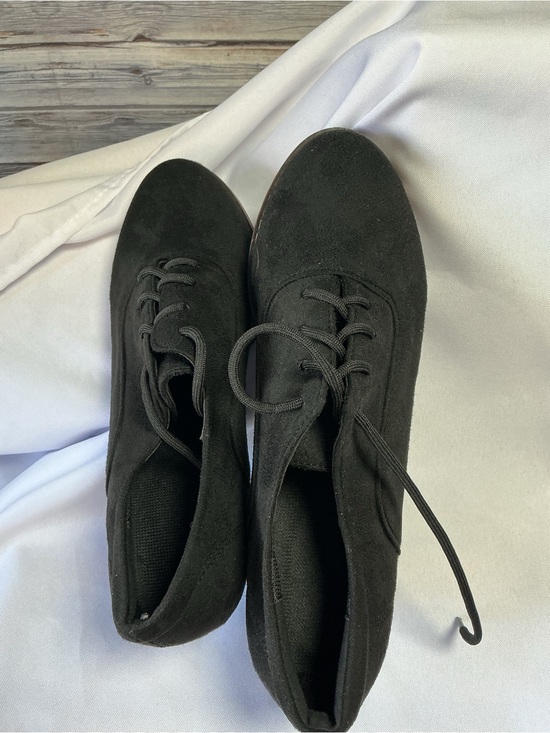 Shoes - ★ Black Faux Suede Lace Up Oxford Block Heel Shoes EU 42 Women’s 10-10.5